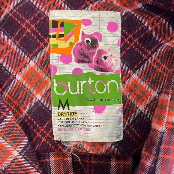 Burton Dryride Plaid Flannel Snap Front Shirt Medium - Picture 4 of 5